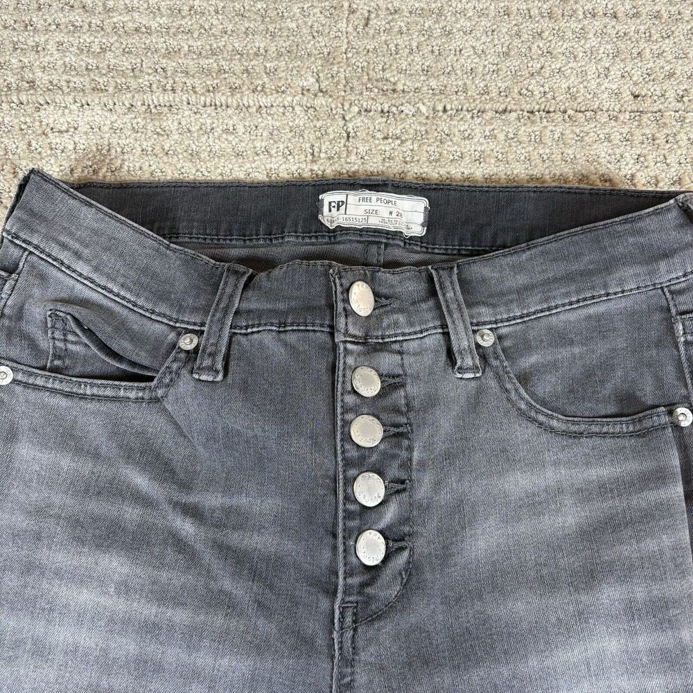 Free People Jeans Women's W 28 Black High Rise Button Fly Skinny Stretch